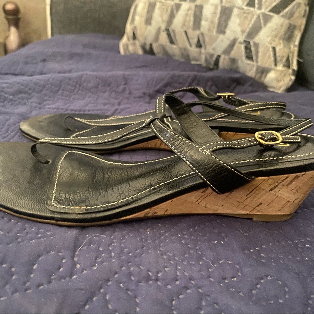 Elegant Black Wedge Sandals